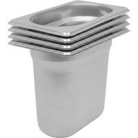 Argon Tableware Stainless Steel Gastronorm Containers - 1/9 150mm - 1L - Pack of 4 in Silver