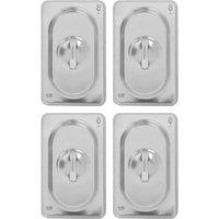 Argon Tableware Stainless Steel Gastronorm Container Lids - 1/9 - Pack of 4 in Silver