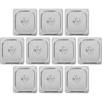 Argon Tableware Stainless Steel Gastronorm Container Lids - 1/6 - Pack of 10 in Silver
