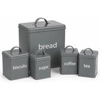 Oypla 5 Piece Metal Kitchen Canister Set in Grey
