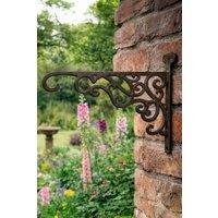 Dibor Vintage Cast Iron Ornate Scrolled Outdoor Hanging Basket Bracket in Brown | Size: 1 Pack