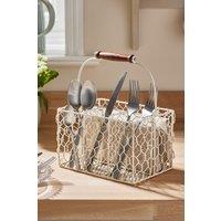 Dibor Cream Farmhouse Chicken Wire Kitchen Storage Cutlery Caddy Gift Idea | Size: Medium
