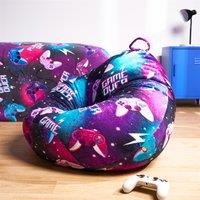 OHS Kids Playing Bean Bag Chair Filled Printed Gaming Seat in Purple