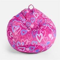 OHS Kids Playing Bean Bag Chair Filled Printed Gaming Seat in Pink