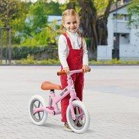 HOMCOM 12" Kids Balance Bike No Pedal Bicycle EVA Tire Adjustable Seat 2-5 Years in Pink