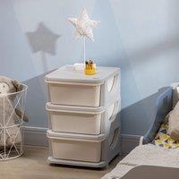 HOMCOM Kids Storage Units with 3 Drawers 3 Tier Chest Toy Organizer in White