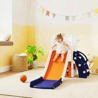 AIYAPLAY 5 in 1 Kids Slide Set with Basketball Hoop in Orange