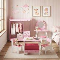AIYAPLAY 5-Piece Kids Bedroom Set with Rounded Edges for Nursery, Pink