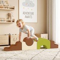 AIYAPLAY Toddlers Climbing Toys, 5-Piece Foam Climbing Blocks for Crawling in Brown