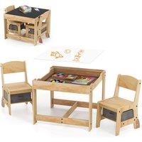 CASART 3 in 1 Kids Table & Chair Set for Art Craft Reading in Natural
