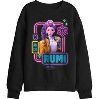 KPop Demon Hunters Rumi Glowing Lights Kids Sweatshirt, Black | Size: 9-11 Years