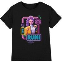 KPop Demon Hunters Rumi Glowing Lights Kids T-Shirt, Black | Size: 7-8 Years
