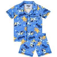 Bluey Boy's Button Up Short Pyjamas in Blue | Size: 9-10 Years