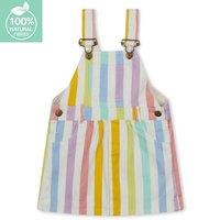 Dotty Dungarees Girl's Classic Wide Stripe Dress Multicolour | Size: 2-3 Years