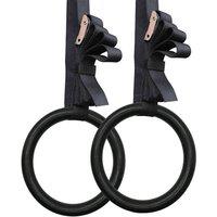 Hinsinc 2Pcs Fitness Gym Rings Adjustable Strap Gymnastics Rings in Black | Size: 0-12 m