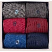Oswin Hyde Men's Herringbone Staples 6-Pack Cotton Socks