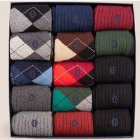 Oswin Hyde Men's Argyle Collection 15-Pack Cotton Socks