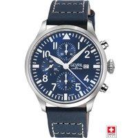 Gevril Men's Vaughn, Swiss Automatic Watch, Black Dial, Italian Leather, & Sapphire Crystal in Blue