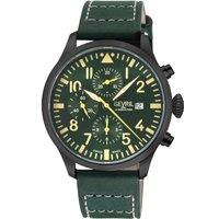 Gevril Men's Vaughn, Swiss Automatic Watch, Black Dial, Italian Leather, & Sapphire Crystal in Green