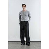 Giesto Men's Wide Leg Striped Pleated Pants in Black | Size: Large