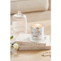 SHEONLY Smokeless Vegetable Wax Scented Candle with Bell Shaped Glass Cup, Gardenia in Silver