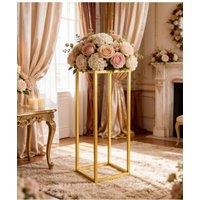 Garden Sanctuary Metal Column Flower Stand for Wedding Decoration in Gold