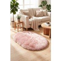 Garden Sanctuary Oval Super Soft Shaggy Area Rug Pink | Size: 60 cm x 90 cm