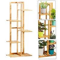 Garden Sanctuary Rustic Wooden Multi-Tiered Potted Plant Stand in Natural
