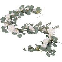 Garden Sanctuary 185cm Rose & Eucalyptus Garland - Wedding Arch & Door Decor in White