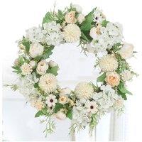Garden Sanctuary Artificial Flower Wreath in White
