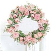 Garden Sanctuary Spring Artificial Peony Wreath Mixed Flowers for Wedding Decor in Pink