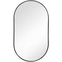 Garden Sanctuary Modern Oval Metal Wall Mirror Black