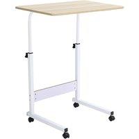 Garden Sanctuary Height Adjustable Mobile Table Overbed Desk with Wheels in Natural