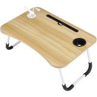 Garden Sanctuary Foldable Laptop Bed Table with USB Ports in Natural