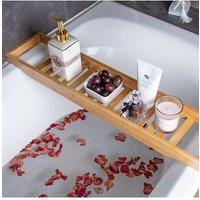 Living and Home Bamboo Bath Tray Bathtub Caddy for Bathroom 70cm in Brown