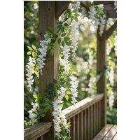 Living and Home 1.9m Artificial Wisteria Garland for Doors, Staircases, Wedding Arches & Table Settings in White