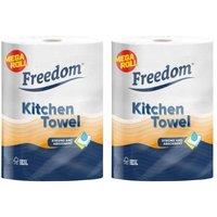 Freedom 2x Rhino Jumbo Luxury Kitchen Towel Roll Strong & Absorbent 6 Roll in White