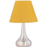 First Choice Lighting Romana - Brushed Chrome Touch Operated Table Lamp with Ochre Shade in Silver