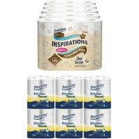 Freedom Shea Butter 3-Ply 45 Rolls + Rhino Kitchen Paper 24 Rolls in White