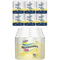 Freedom Lemon 3-Ply 45 Rolls + Rhino Kitchen Paper 24 Rolls in White