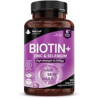 New leaf health Biotin Hair Growth Vitamins 12, 000mcg - Enriched with Zinc 365 Tablets in Purple