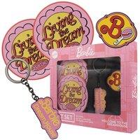Barbie Officially Licensed Gift Set - Pin Badge, Keyring & Coaster in Pink