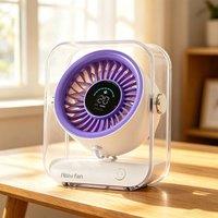 Quipulse Digital Display Portable Rechargeable Desktop Cooling Fan in Purple