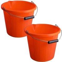 Hinsinc 2 Pack 14L Orange Heavy Duty Builders Bucket | Size: 0.5m x 1m