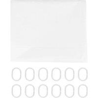 VOGREX 180x180cm Waterproof Plain PEVA Shower Curtain with Hooks UK in White | Size: 180x180 cm