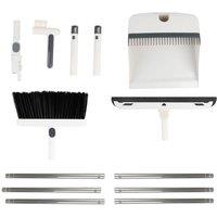 NESTLUNE White 3PCS Long Handled Dustpan Wiper Brush Set Metal | Size: 100 cm x 15 cm