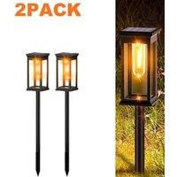 KORVIXA 2Pcs Solar Lights Outdoor Garden in Black | Size: 0.6m2