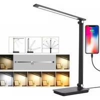 KORVIXA Touch LED Table Lamp Desk Light USB Charging in Black