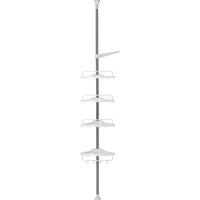 KORVIXA Silver 4 Tier Telescopic Bathroom Wall Corner Shelf