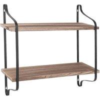 KORVIXA 2 Tier Floating Shelves Bathroom Storage in Brown | Size: 0.6m2